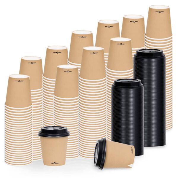 vidaXL Tasses &agrave; caf&eacute; en papier avec couvercles 200 ml 1000 pcs Marron