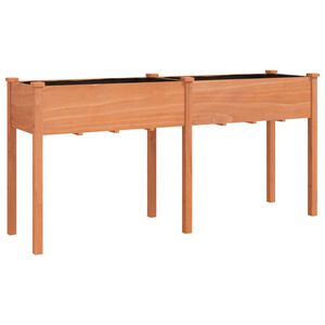 vidaXL Jardini&egrave;re avec doublure marron 161x45x76 cm bois massif sapin