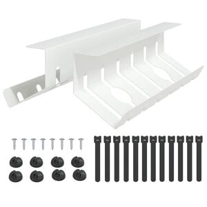 vidaXL Plateau de gestion de c&acirc;bles sous le bureau 2 pc Blanc