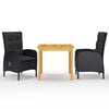 vidaXL Ensemble &agrave; manger de jardin 3 pcs Noir