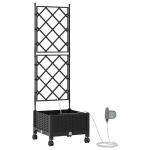 vidaXL Porte-plante de jardin avec irrigation et roues Noir PP