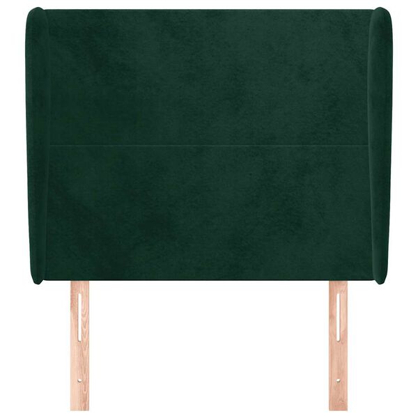 vidaXL T&ecirc;te de lit avec oreilles Vert fonc&eacute; 93x23x118/128 cm Velours