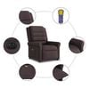 vidaXL Fauteuil inclinable de massage &eacute;lectrique Marron fonc&eacute; Tissu