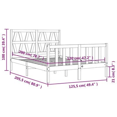 vidaXL Cadre de lit sans matelas 120x200 cm bois de pin massif