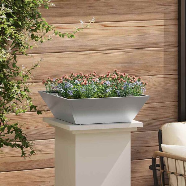 vidaXL Cache-pot de jardin Argent 50 x 50 x 15 cm Acier galvanis&eacute;