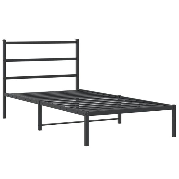 vidaXL Cadre de lit m&eacute;tal sans matelas avec t&ecirc;te de lit noir 100x190cm
