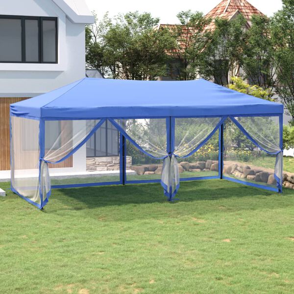 vidaXL Tente de r&eacute;ception pliable avec parois Bleu 3x6 m