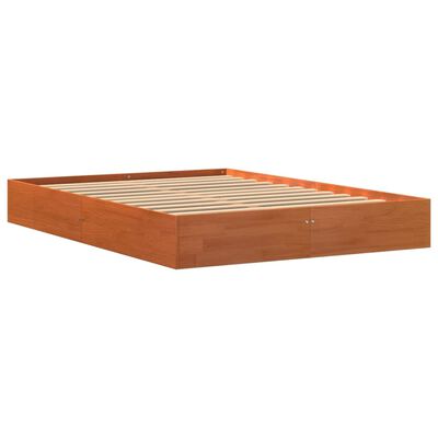 vidaXL Cadre de lit sans matelas cire marron 140x200cm bois pin massif