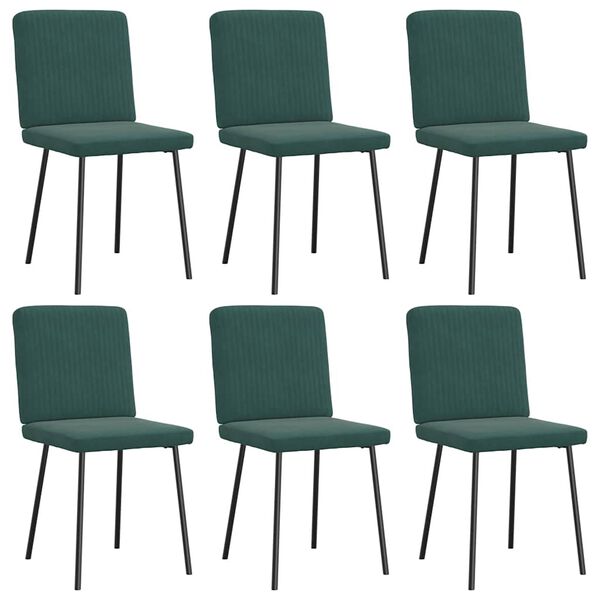 vidaXL Chaises à manger lot de 6 vert foncé velours