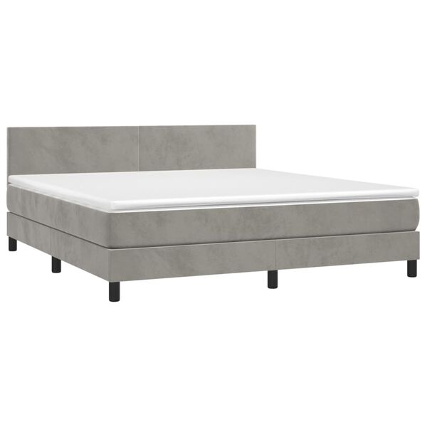 vidaXL Sommier &agrave; lattes de lit et matelas Gris clair 180x200cm Velours