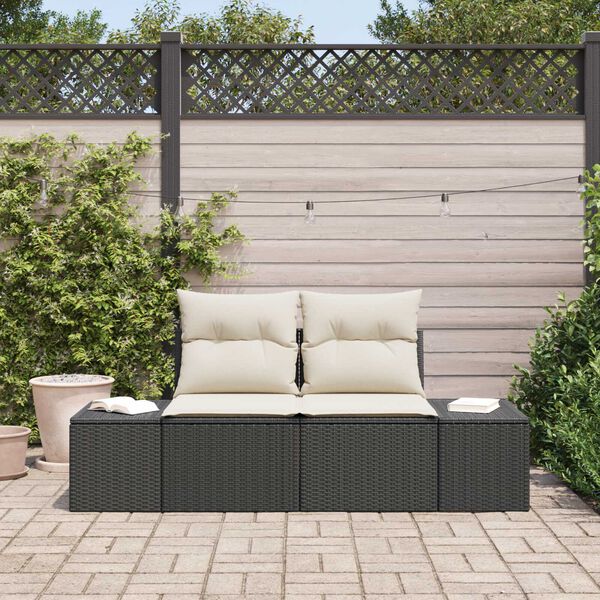 vidaXL Canap&eacute; de jardin Noir 123 x 62 x 69 cm polyrotin