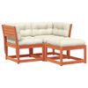 vidaXL Salon de jardin 3 pcs avec coussins cire marron bois pin massif
