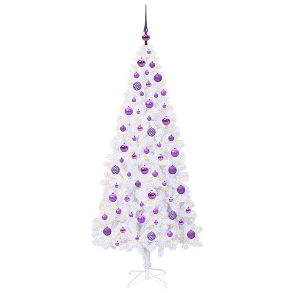 vidaXL Sapin de No&euml;l artificiel avec 300 LED Blanc 180 cm PVC et Acier