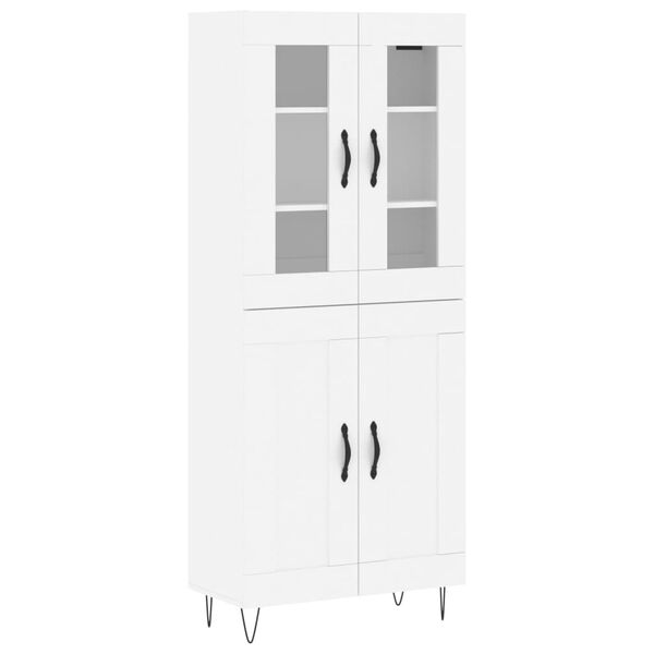vidaXL Buffet haut Blanc 69,5x34x180 cm Bois d'ing&eacute;nierie