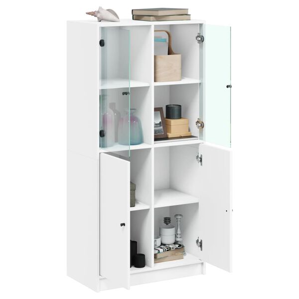 vidaXL Buffet haut avec portes blanc 68x37x142 cm bois d'ing&eacute;nierie