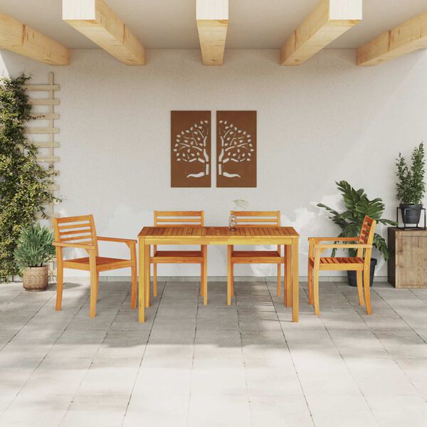 vidaXL Ensemble de salle &agrave; manger pour jardin 5 pcs Marron