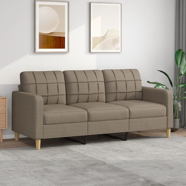 vidaXL Canap&eacute; &agrave; 3 places Taupe 180 cm Tissu