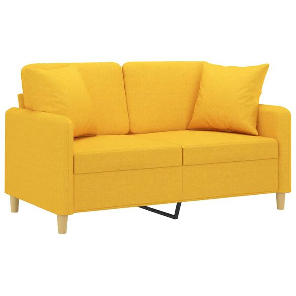 vidaXL Canap&eacute; 2 places avec oreillers et coussins Jaune clair 120 cm
