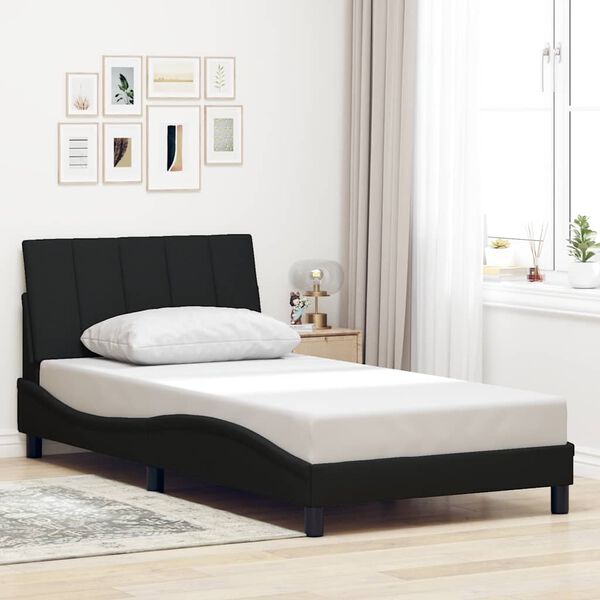 vidaXL Cadre de lit sans matelas Hanko noir 100x200 cm tissu