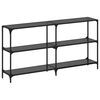 vidaXL Table console avec dessus en verre noir 158,5x30x81 cm acier