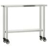 vidaXL Table de travail de cuisine avec roues 110x30x85 cm inox