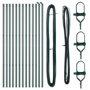 vidaXL Poteau de cl&ocirc;ture. 13 pcs Vert Acier