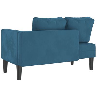 vidaXL Chaise longue avec coussins bleu velours