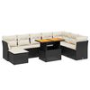vidaXL Salon de jardin 9 pcs avec coussins noir r&eacute;sine tress&eacute;e