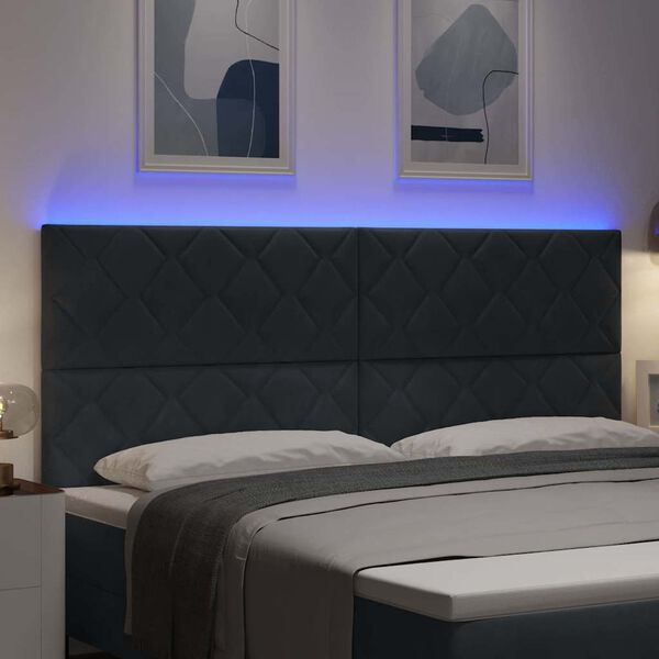 vidaXL T&ecirc;te de lit LED Gris fonc&eacute; 200 cm Cuir synth&eacute;tique