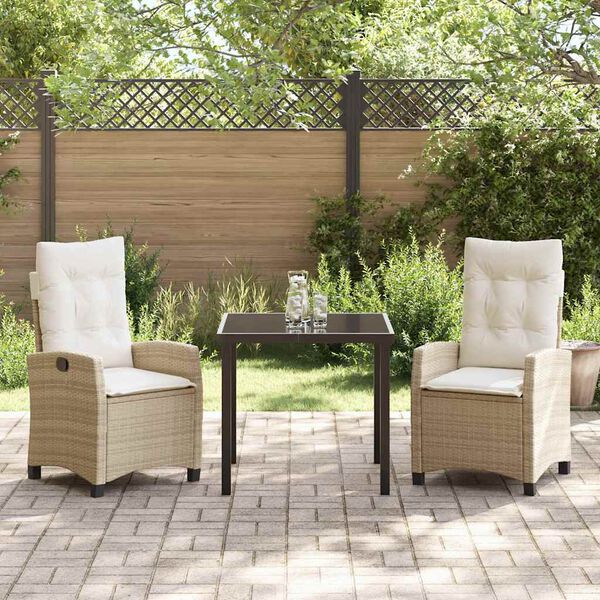 vidaXL Ensemble de salle &agrave; manger pour jardin 3 pcs Beige polyrotin