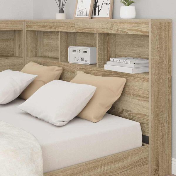 vidaXL T&ecirc;te de lit de rangement Ch&ecirc;ne Sonoma 120 cm Bois d'ing&eacute;nierie