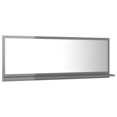 vidaXL Miroir de salle de bain Gris brillant 100x10,5x37 cm Aggloméré