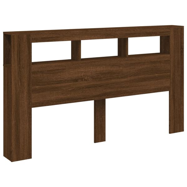 vidaXL T&ecirc;te de lit &agrave; LED ch&ecirc;ne marron 180x18,5x103,5cm bois ing&eacute;nierie