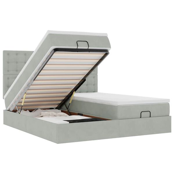 VidaXL Cadre de lit ottoman et matelas gris clair 180x200cm velours