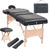 vidaXL Table de massage pliable et tabouret 10 cm d'&eacute;paisseur Noir