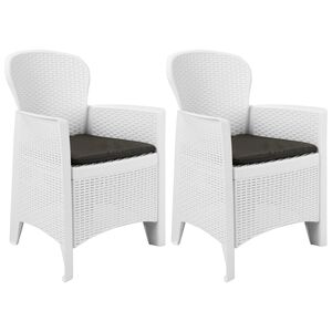 vidaXL Chaise de jardin lot de 2 coussin Blanc Plastique Aspect rotin