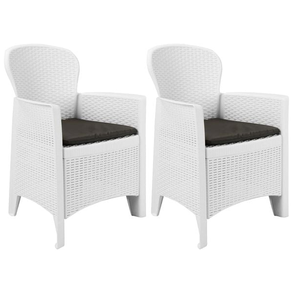 vidaXL Chaise de jardin lot de 2 coussin Blanc Plastique Aspect rotin