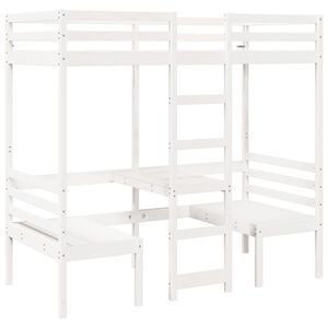 vidaXL Lit mezzanine avec bureau et chaises blanc 80x200 cm pin massif