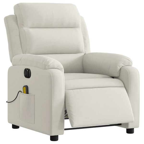 vidaXL Fauteuil inclinable de massage &eacute;lectrique cr&egrave;me velours