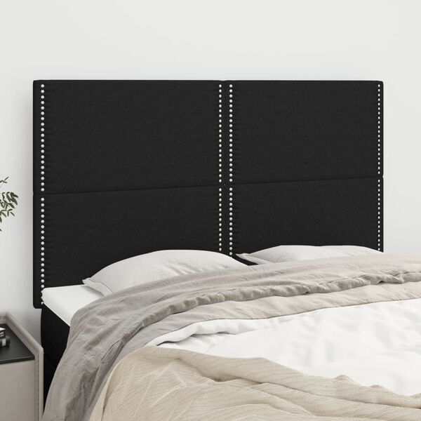 vidaXL T&ecirc;te de lit Noir 144x5x118/128 cm Tissu