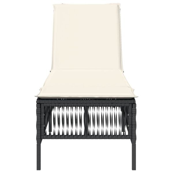 vidaXL Chaise longue avec coussin noir r&eacute;sine tress&eacute;e