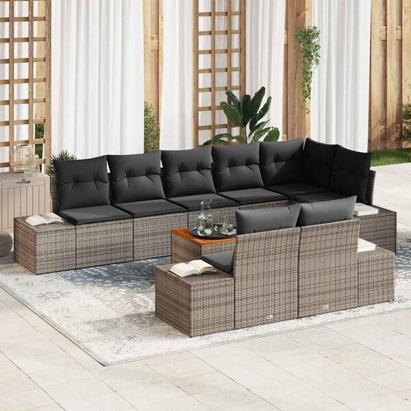 vidaXL Ensemble de canap&eacute; de jardin 9 pcs Gris