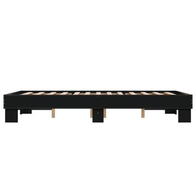 vidaXL Cadre de lit noir 140x200 cm bois d'ingénierie et métal