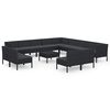 vidaXL Salon de jardin 14 pcs avec coussins R&eacute;sine tress&eacute;e Noir