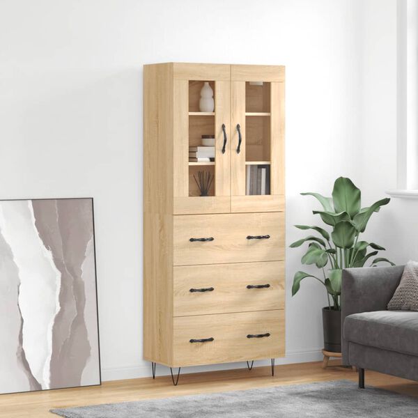 vidaXL Buffet haut Ch&ecirc;ne sonoma 69,5x34x180 cm Bois d'ing&eacute;nierie