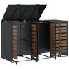 vidaXL Rangement de poubelle &agrave; roulettes pour 3 poubelles Anthracite