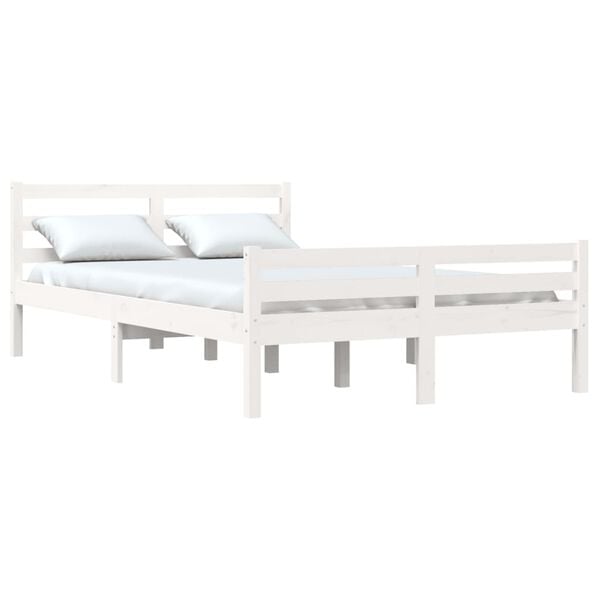 vidaXL Cadre de lit sans matelas blanc bois massif 140x200 cm