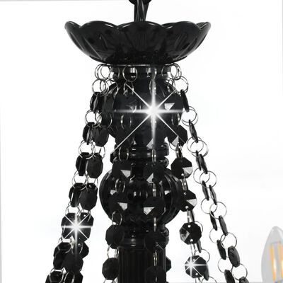 vidaXL Lustre avec perles Noir 12 ampoules E14