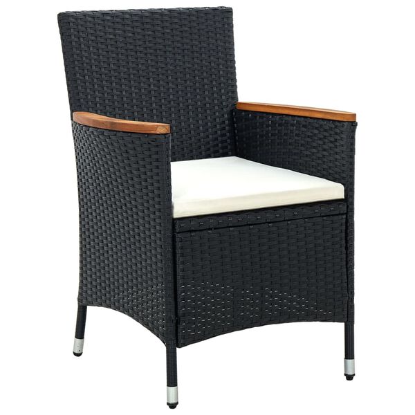 vidaXL Ensemble &agrave; manger d'ext&eacute;rieur 9pcs coussins r&eacute;sine tress&eacute;e noir