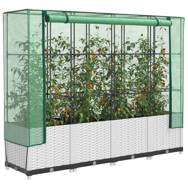 vidaXL Jardini&egrave;re sur&eacute;lev&eacute;e avec housse aspect rotin 160x40x138 cm